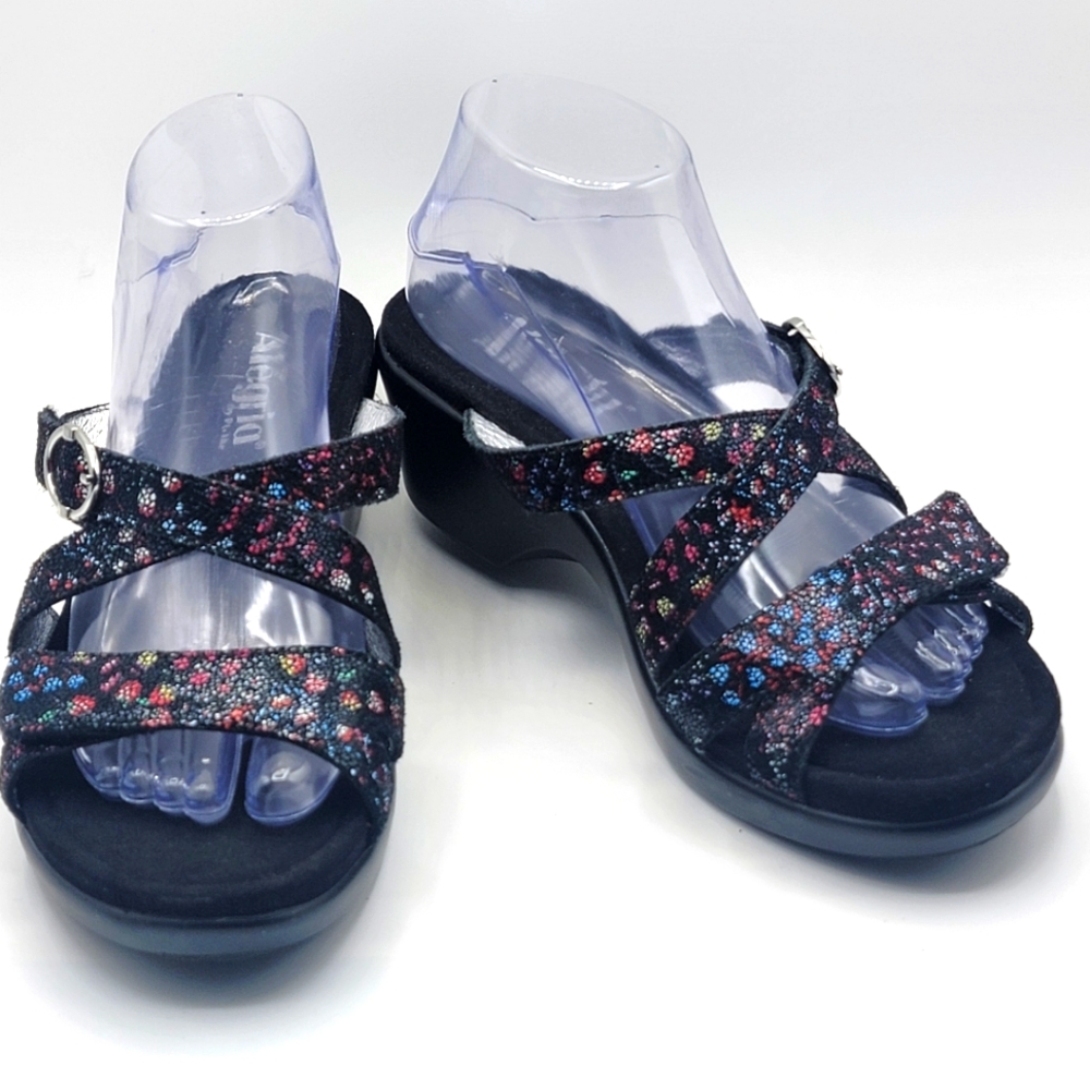 Alegria Roux Lush Women's Black Floral Sandals SIZE 39 (US 9). #1440